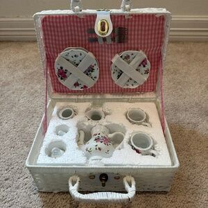 Girl White Floral Porcelain China Tea Set